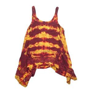 Tie-Dye Sleeveless Top - Red and Yellow